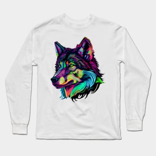 Colorful Vibrant Wild Wolf Long Sleeve T-Shirt